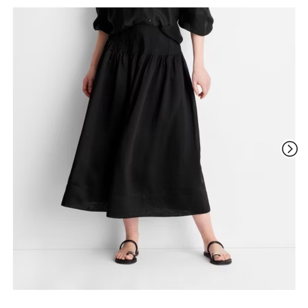 Black Drop Waist Midi Skirt